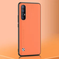 Luxury Leather Shockproof Phone Case with Silicone Cover for Reno 3 Pro 5G (Orange)