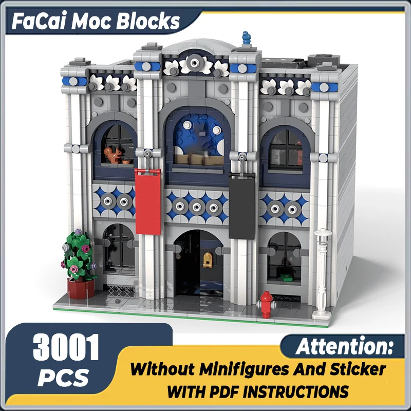 

Moc Building Block Modern Space Museum Model Technology Brick DIY Assembly Modular City Street View Toys Holiday Gifts
