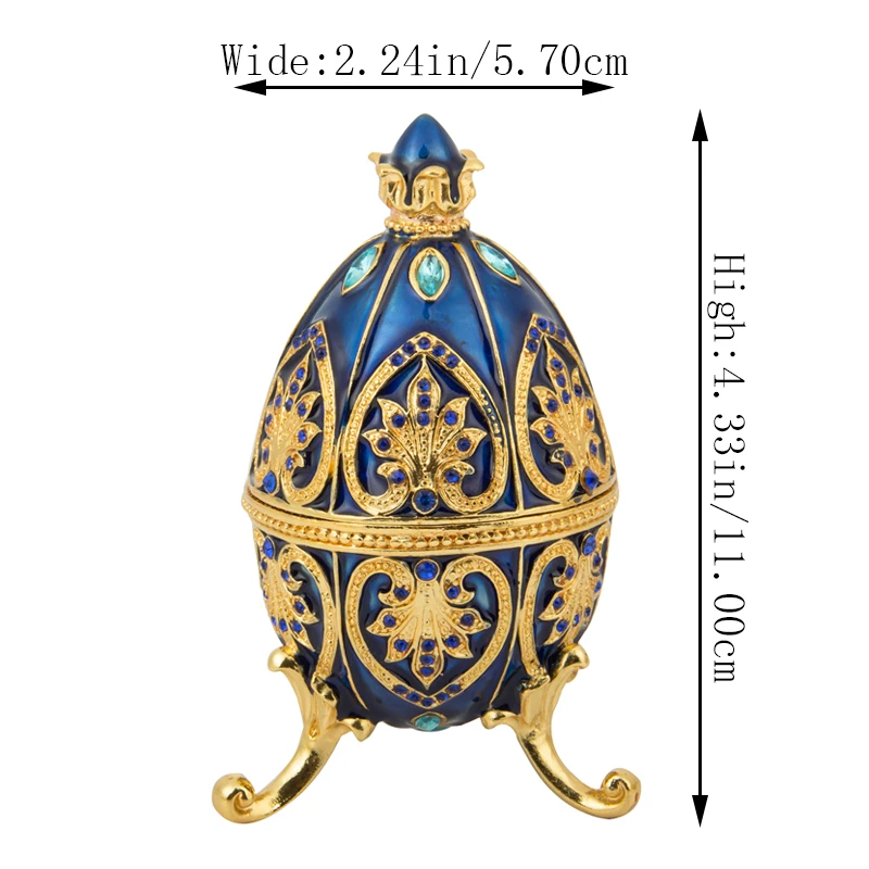 Qifu Artigianato Bella Blu Faberge Egg Gioielli Per Scatola