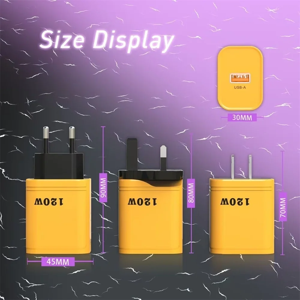 120W USB Charger Quick Charge 3.0 USB Fast Charging Charger For Universal USB Charging EU/US/UK Plug Wall Travel Power Charger