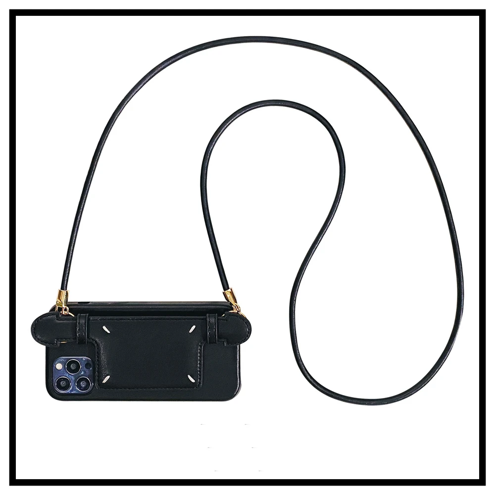 Luxury brand Japan Paris wrist crossbody lanyard Soft leather Phone