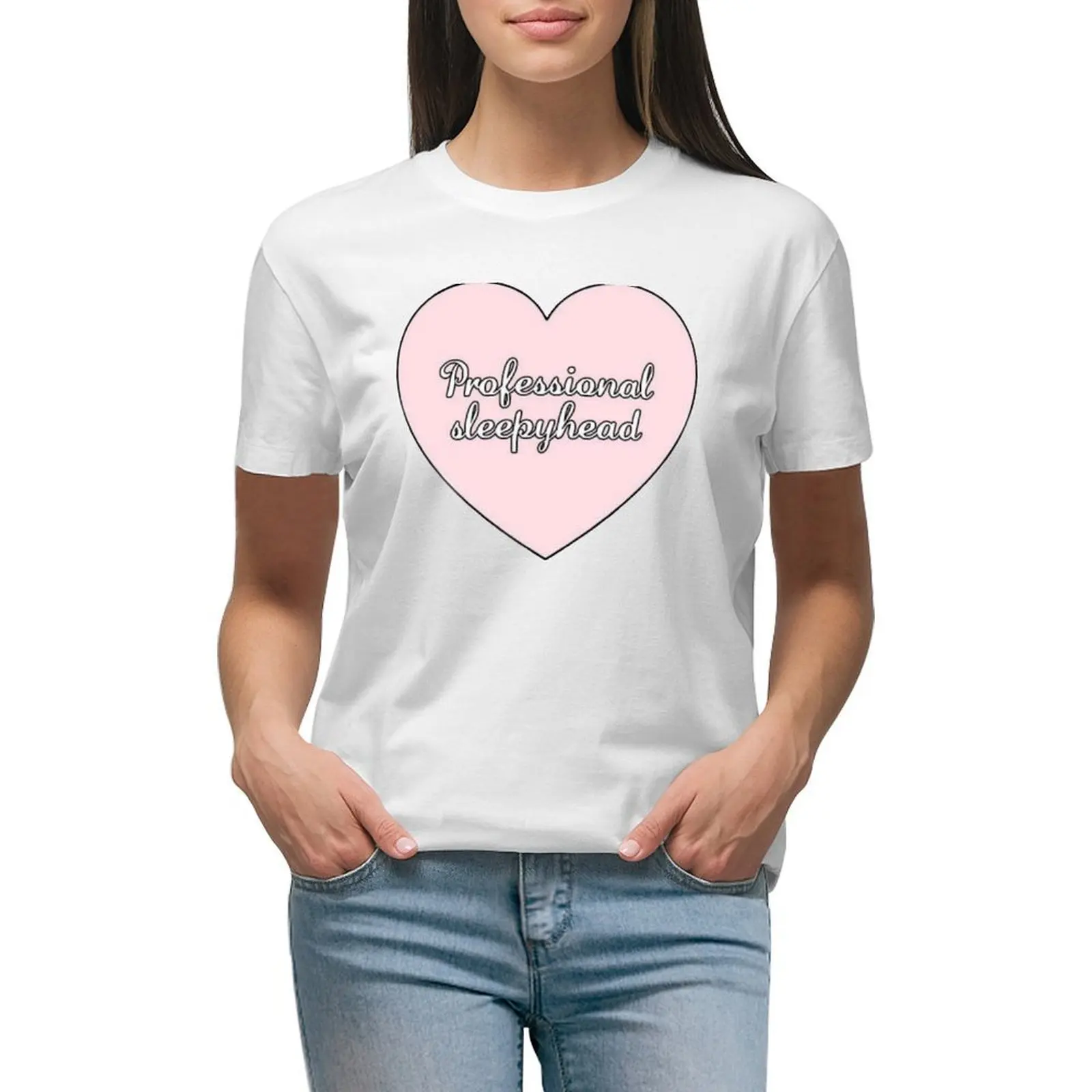 Professionale Sleepyhead Corsivo Cuore Estetico T-Shirt Grafica Tees Primavera Vestiti Donna 2024