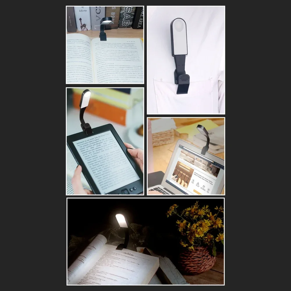 Portable Mini Desk Lamp Student Night Reading Light USB Charging LED Book Light 3 Source Clip Lamp