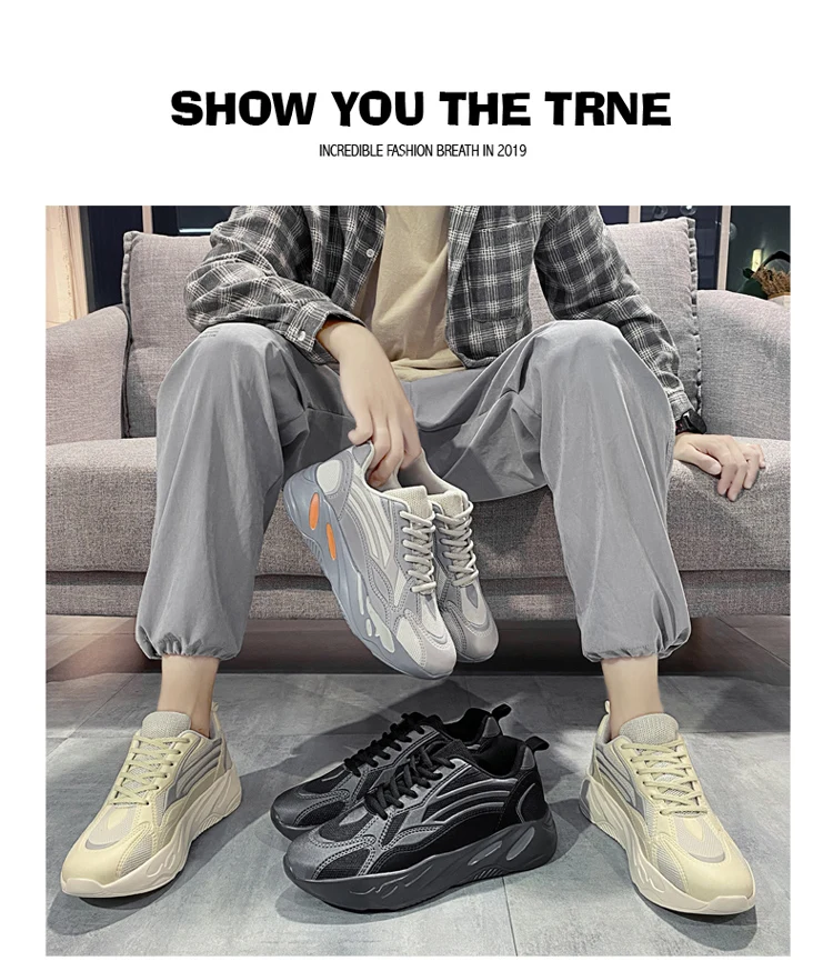 Mode maille décontracté Lac-up hommes léger vulcaniser chaussure marche baskets homme course chaussures de sport_voghion.com