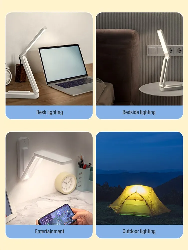 접이식 터치 LED 독서 책상 램프, 리모컨 밝기 조절 벽 램프, USB 충전, 사무실 공부 침대 옆 야간 조명