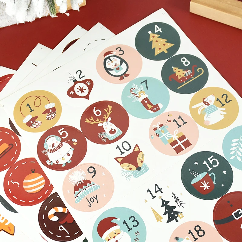 24 Teile/blatt Frohe Weihnachten Adventskalender Anzahl Aufkleber DIY Cookie Süßigkeiten Geschenk Siegel Label Aufkleber Weihnachten Dekor 2025 Neue jahr – Detail 10
