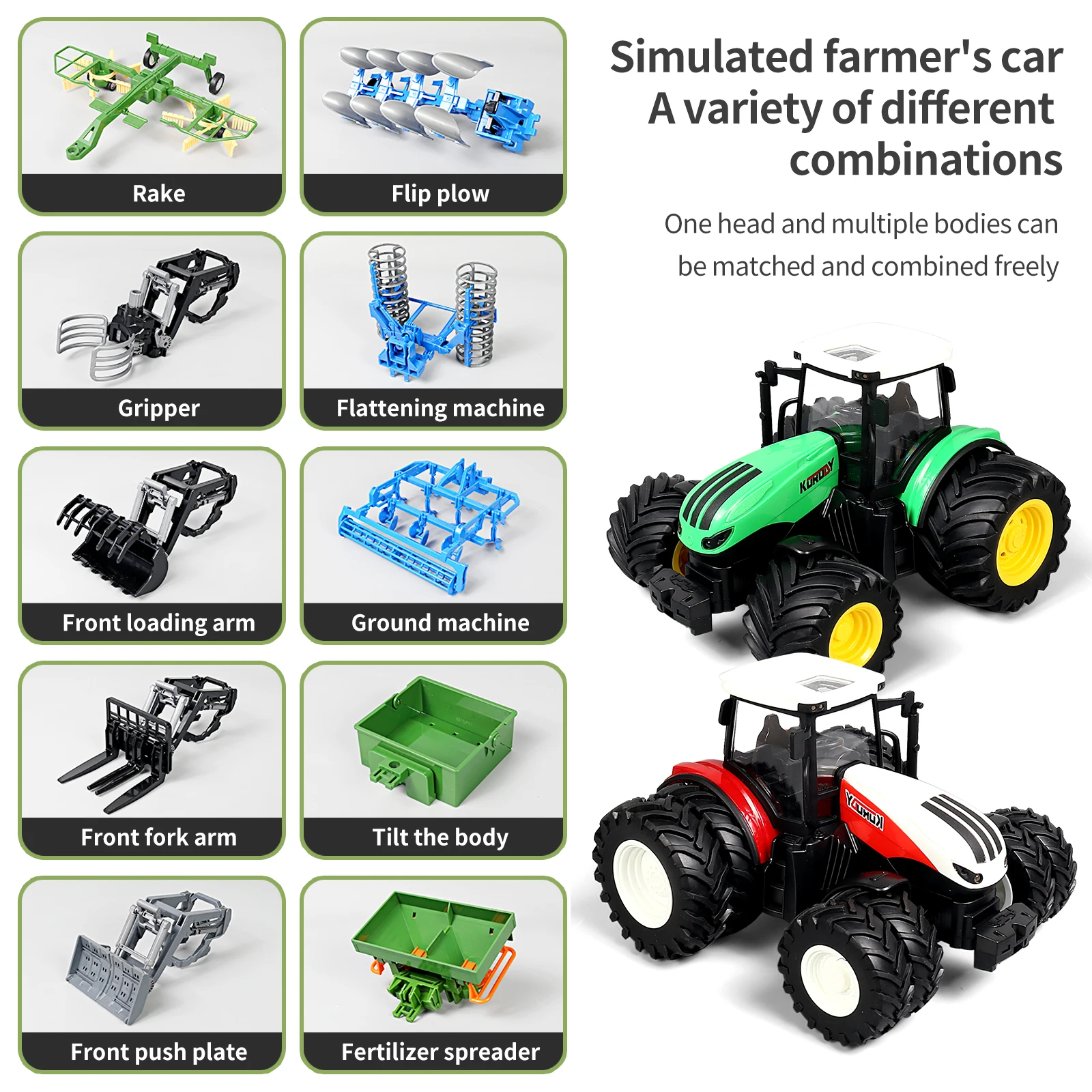 Simulazione Veicolo Agricolo 1:16 Rc Trattori Agricoli Auto Con Luci A Led Caricatore Elettrico Telecomandato Fai Da Te Regalo Per Bambini