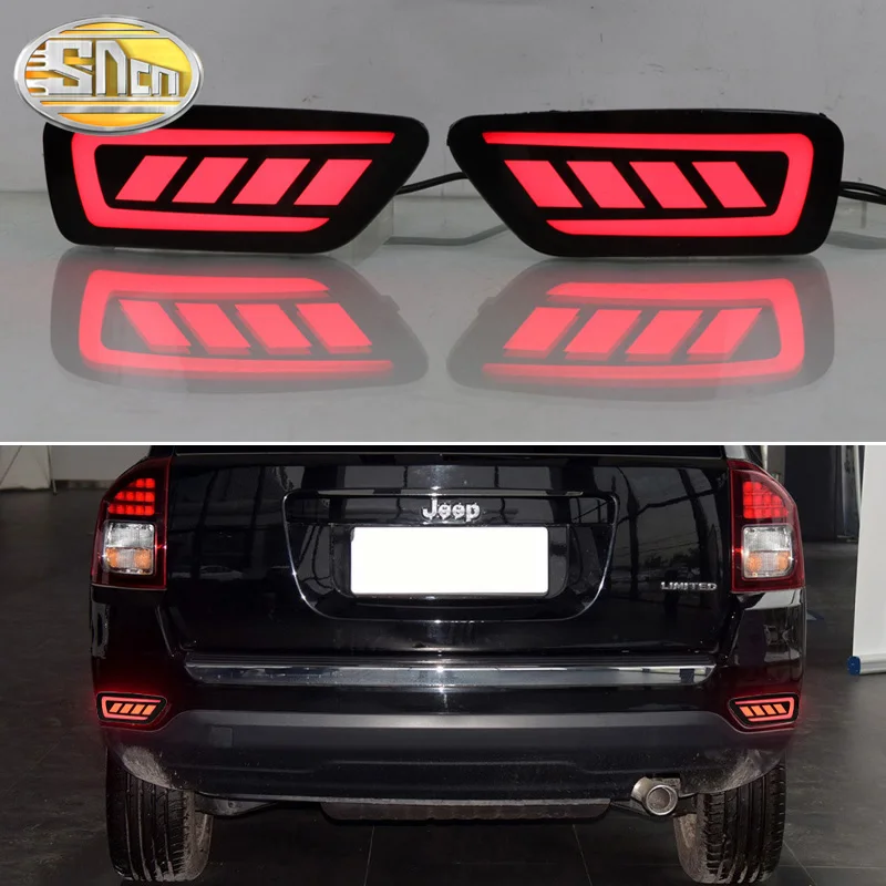 

3-in-1 Functions 12V LED Bumper Light Rear Fog Lamp Brake Light Dynamic Turn Signal Reflector For Jeep Compass 2011 - 2015