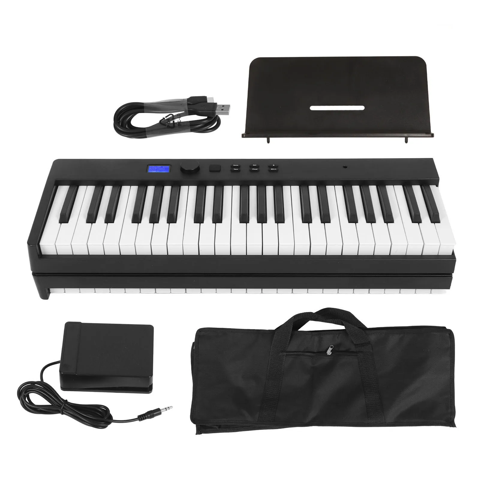 פסנתר דיגיטלי מתקפל מקצועי עם 88 מקשים, קל משקל ונייד למתחילים בצבע שחור