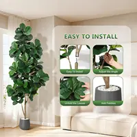 4FT/5FT/6FT/7FT Fiddle Leaf Fig Tree Artificial with Leaves, Realistic Faux Ficus Lyrata Trees in White Planter Pot, Home Decor 5