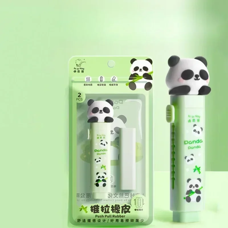 Panda Eraser Pencil Portable Push-pull Cute Stationery Pencil Eraser for Kids Student School Supplies 2