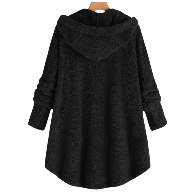 Autumn and Winter Plush Letter Cartoon Print Cat Ears Long-Sleeved Pullover Hooded Loose Casual Street Sweatshirt Women's Warm Top 2