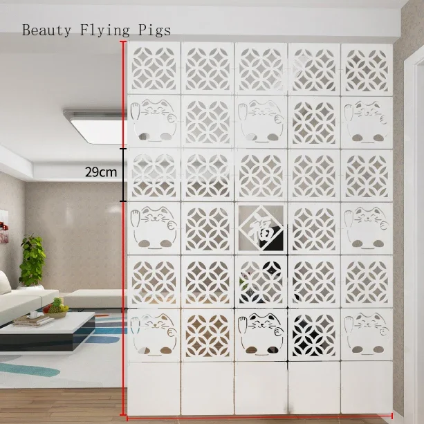 8 pieces 29x29cm hanging screen living room partition panel partition wall art Diy home decoration white hollow artificial wood room divider screen wooden wall panels