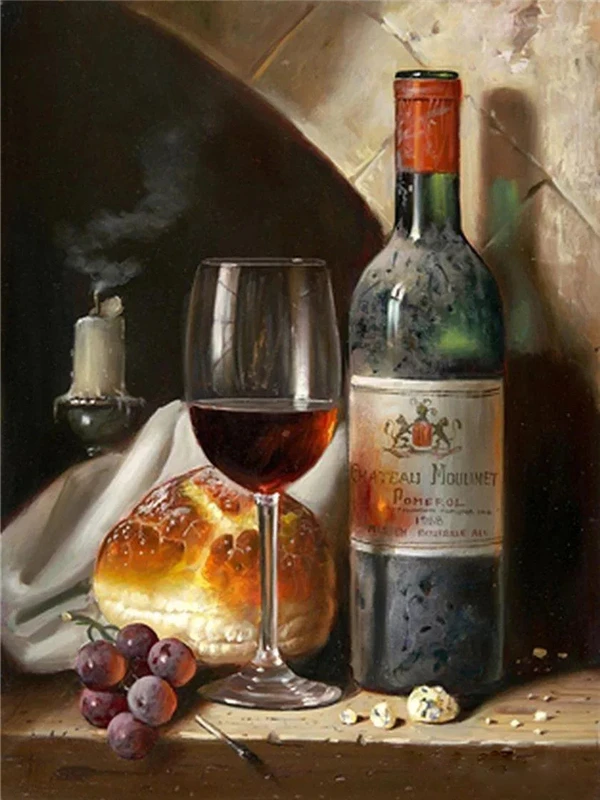 thumbnail image 1 of HUACAN - Pintura de diamante 5D DIY "vino tinto", cuadro de diamantes cuadrados completo, bordado de punto de cruz, paisaje, mosaico, botella, decoración del hogar, 1 of 5