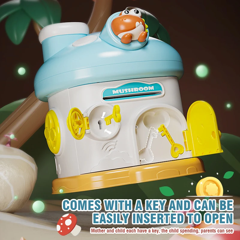 Mushroom House Piggy Bank for Kids Cartoon Money Saving Box Large Capacity Coin Storage Bank Educational Toys Children Gift 3