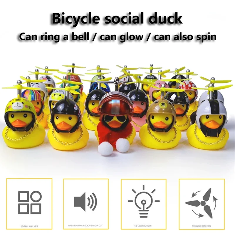 Electric Scooter Accessories Wonuu Rubber Duck Bike Bell - Squeezable, Light-Up Duck With Cool Accessories Rubber Ducky With Helmet