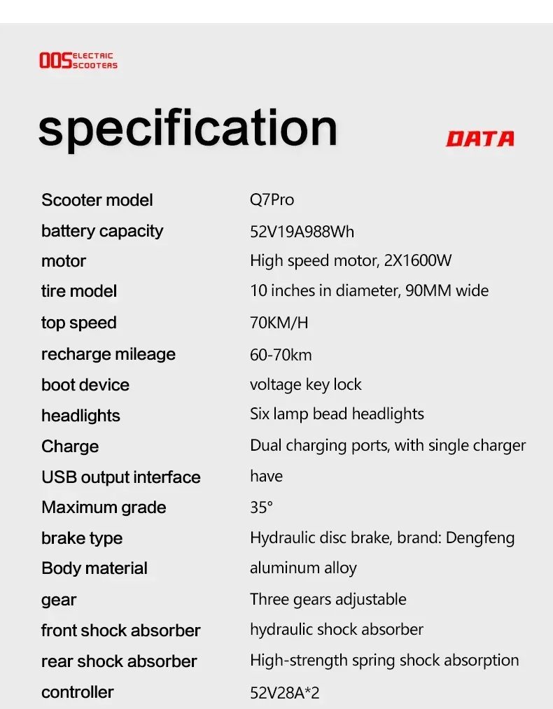 BOYUEDA Q7Pro Max Electric Scooter 3200W Dual Motor 52V28AH 110KM Long Mileage 70KM/H 10"Tire NFC App Control Foldable E-Scooter S51b8b88cc84e497da4ba8b33c4cf86d7g