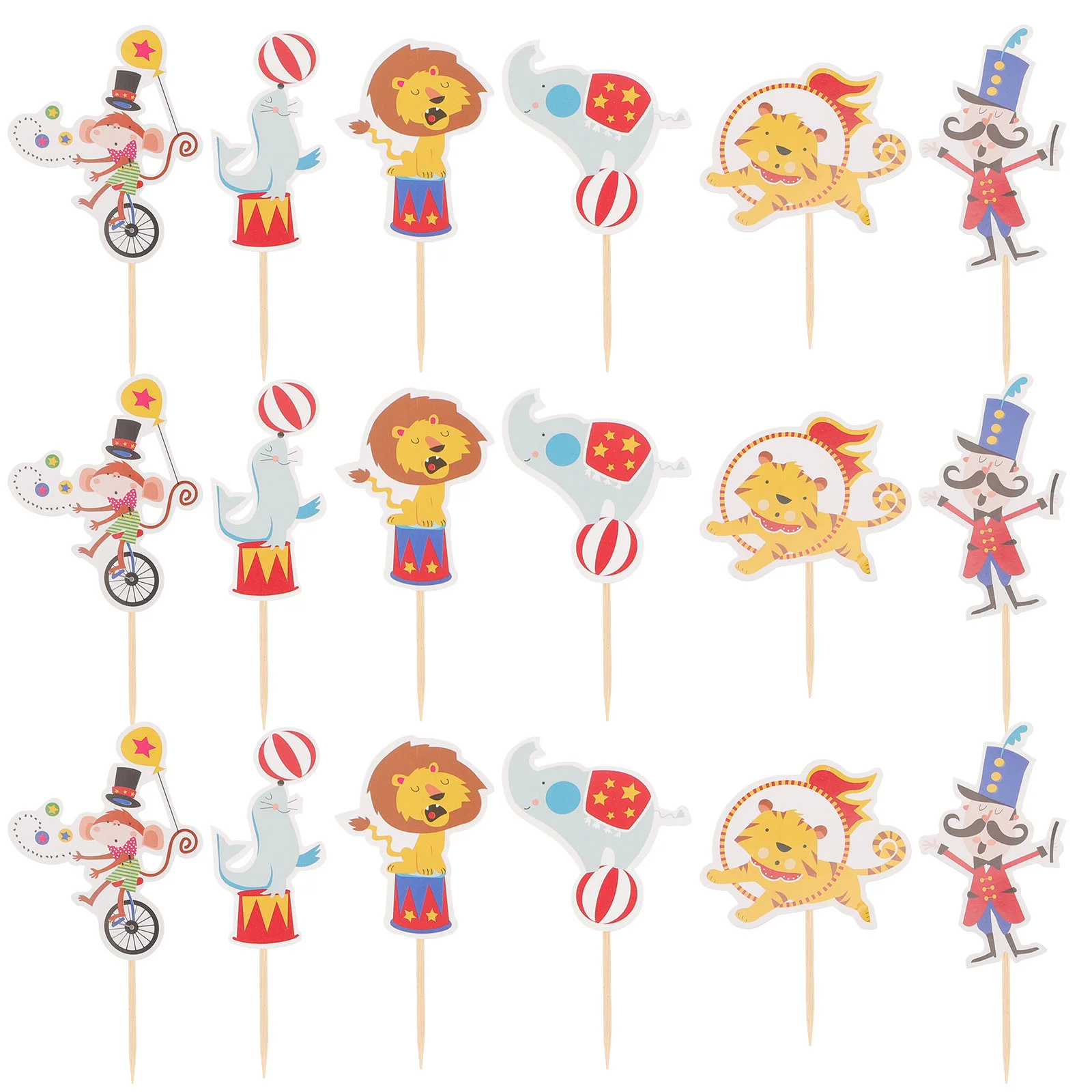 

Cartoon Circus Animal Cake Topper Decorative Circus Animal Cupcake Toppers