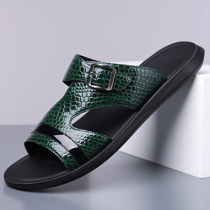 أحذية الشاطئ الخارجية للرجال ذات اللون الصلب، صناد...