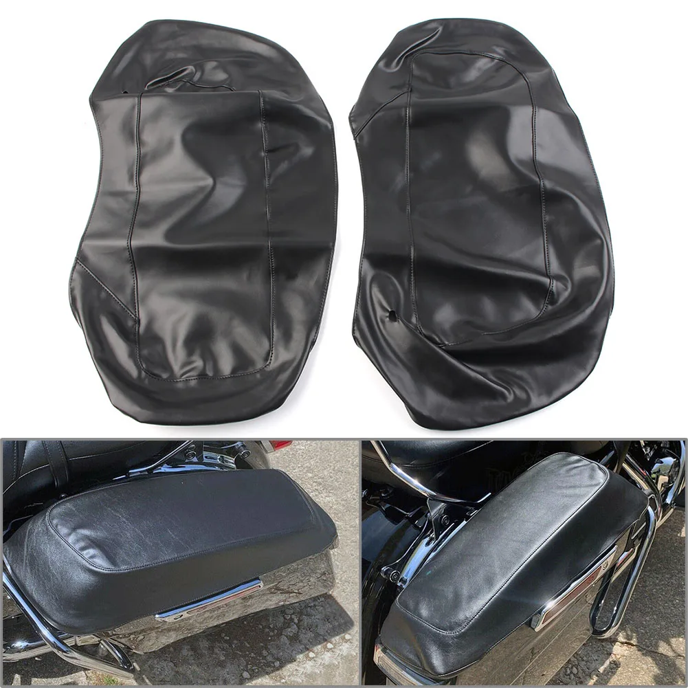 

1Pair Motorcycle PU Leather Saddlebag Speaker Lid Covers For Harley Davidson Touring FLH FLT 2014-2023