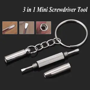 Portable 3 In 1 Screwdriver Eyeglass Sunglass Watch Mini Stainless Screwdriver Keychain Repair Screwdriver Tools Hand Steel G9q7