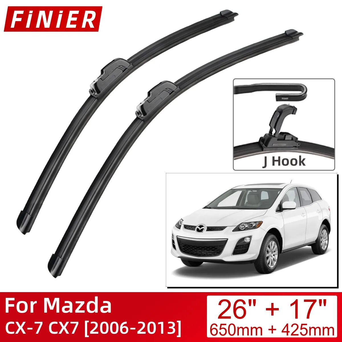

For Mazda CX-7 CX7 2006-2013 26"+17" Car Accessories Front Windscreen Wiper Blade Brushes Wipers U Type J Hooks 2013 2012 2011