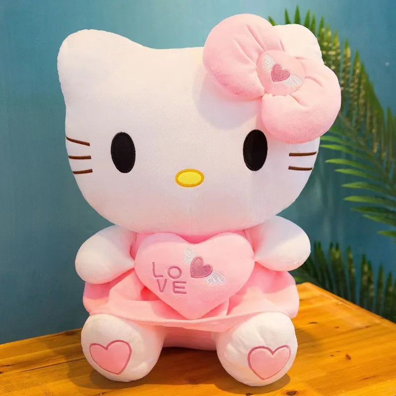 thumbnail image 1 of Muñeca de juguete Sanrio Hello Kitty Plus de 25 cm con forma de corazón que abraza a un gatito rosa, animal de dibujos animados, juguetes de peluche para pacificar la cama de la decoración del bebé, r, 1 of 5
