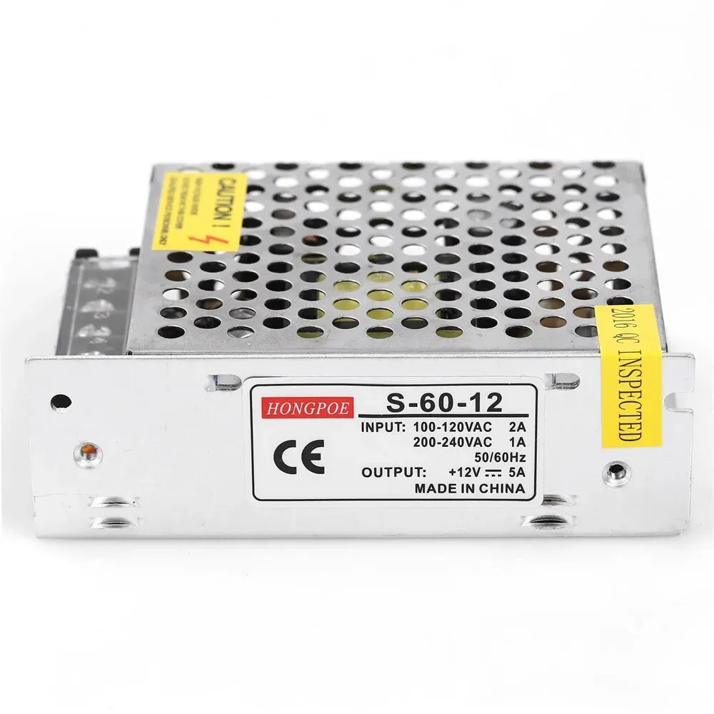 12V 5A 60W Switching Power Supply AC To DC 100-240V Transformer LED Strip Switch Driver