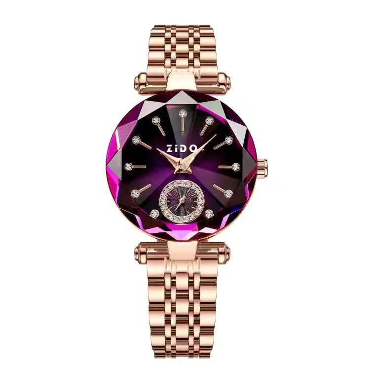 Relógio de quartzo feminino pulseira de aço design elegante_voghion.com