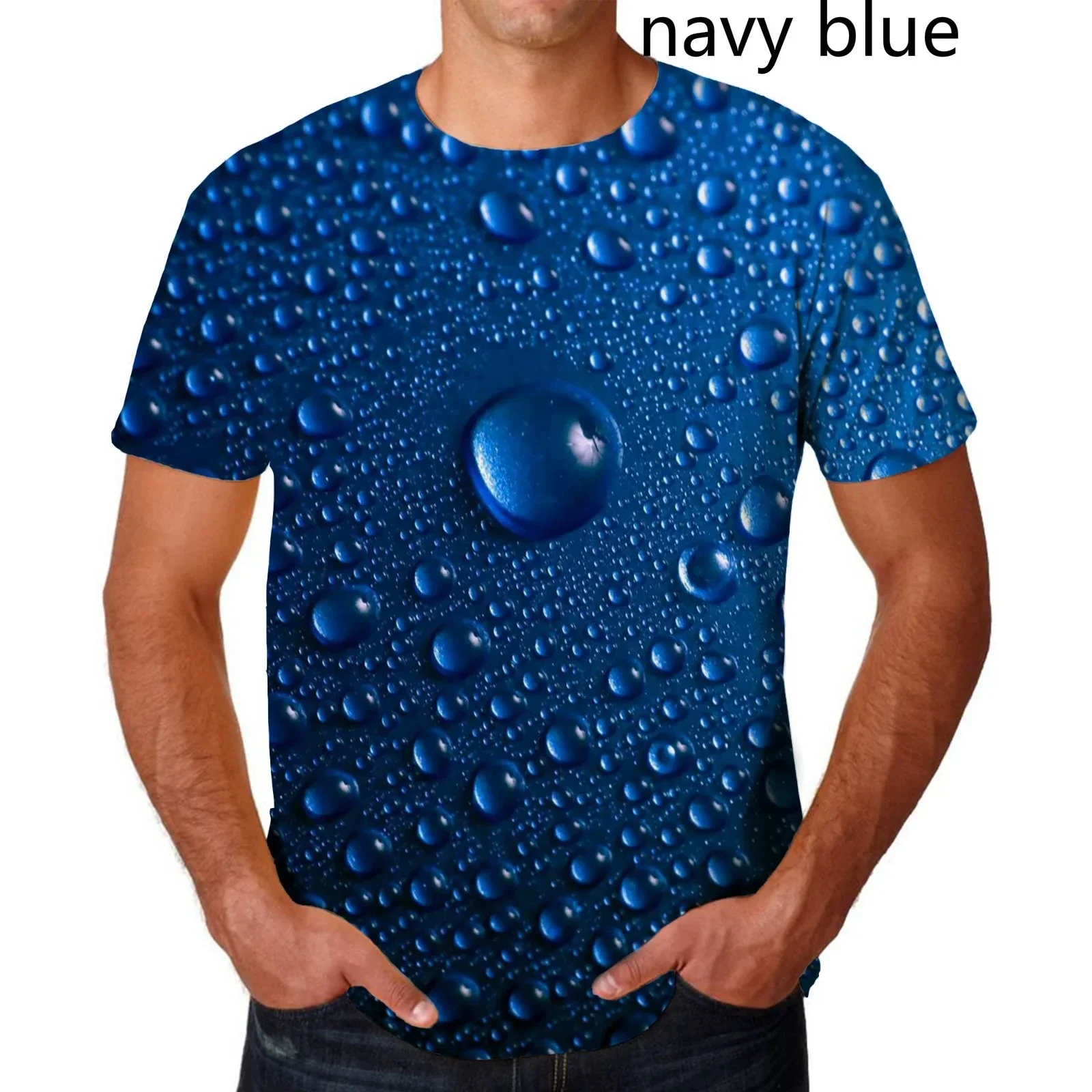 

Summer New Personalized Funny Men's T-shirt Water Drop 3D Printed Pattern Extra Large Casual Fashion Round Neck Short Sleeve Top