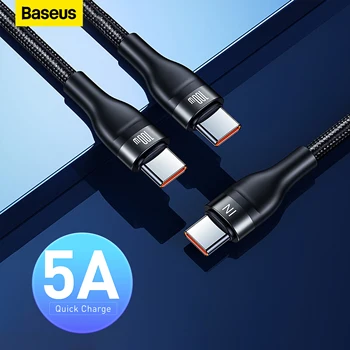 Baseus 2 In 1 USB C Cable 100W PD Type C To USB C QC 4.0 Fast Charging Cable Usb Type C Cable For POCO/Xiaomi/Samsung