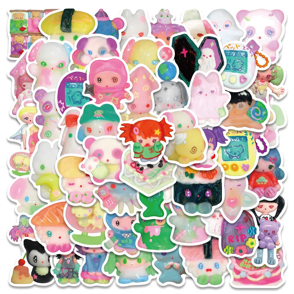 3D Crystal Clay Girl Cute Stickers 56PCS crystal clay stickers Skateboard Notebook Fridge Phone Guitar Luggage Decal Sticker Kids Toy