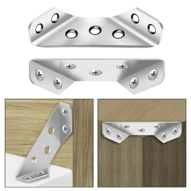 10Pcs Stainless Steel Angle Code Heavy Duty Universal Corner Brace Corner Brackets for Cabinet Cupboard Desk Shelf Table