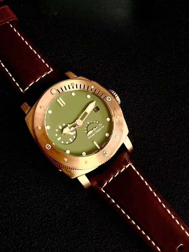 Mens Watch Tin bronze automatic mechanical men's watch large size 47MM sports and leisure seagull 2557 movement waterproof luminous