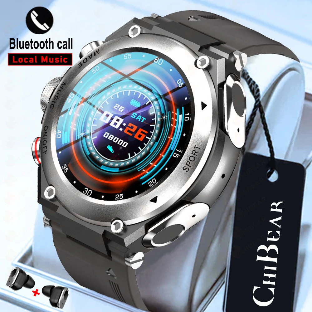 

Smart Watch 2 in 1 TWS Wireless Bluetooth Headset Blood Pressure Thermometer Health Watch New Talking Smartwatch Men Local Music