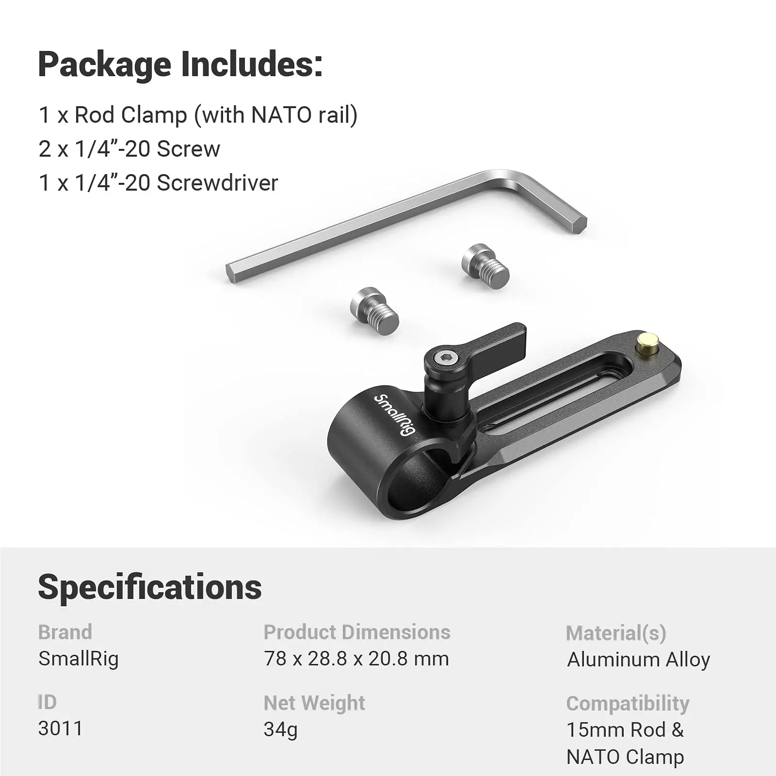 Rod Clamp with NATO Rail Lightweight and Pportable Compatible with Standard 15m