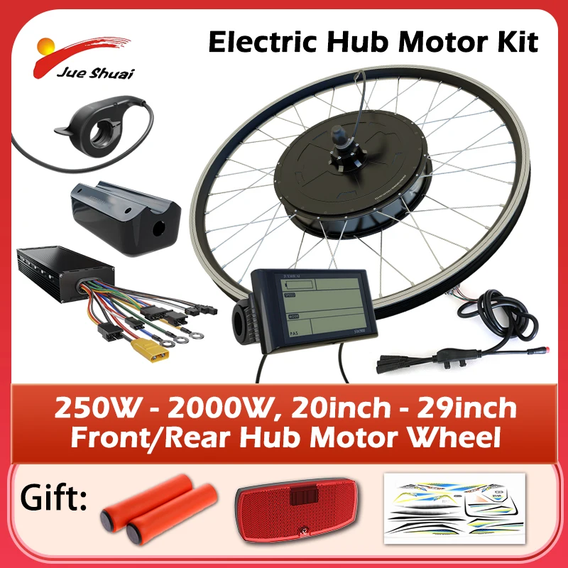 250W-2000W Electric Bike Conversion Kit 36V 48V Front Rear Cassette Electric Wheel Hub Motor for 20" 24" 27.5" 700C 29" Bicycle