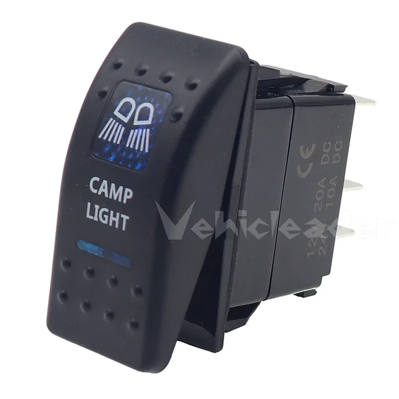Waterproof Dual LED Rocker Switch for Car, Boat, or Caravan (40.CAMP LIGHT)