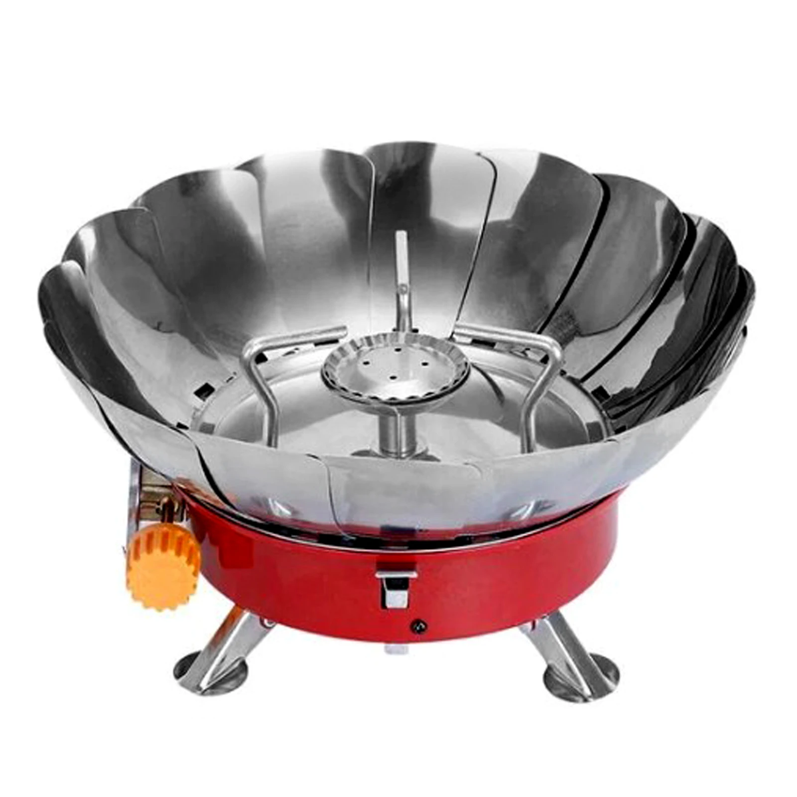 Outdoor Mini Windproof Stove Lotus Shape Portable Furnace Fold-able Windshield Flower Style Durable Metal Camping Hiking Picnic