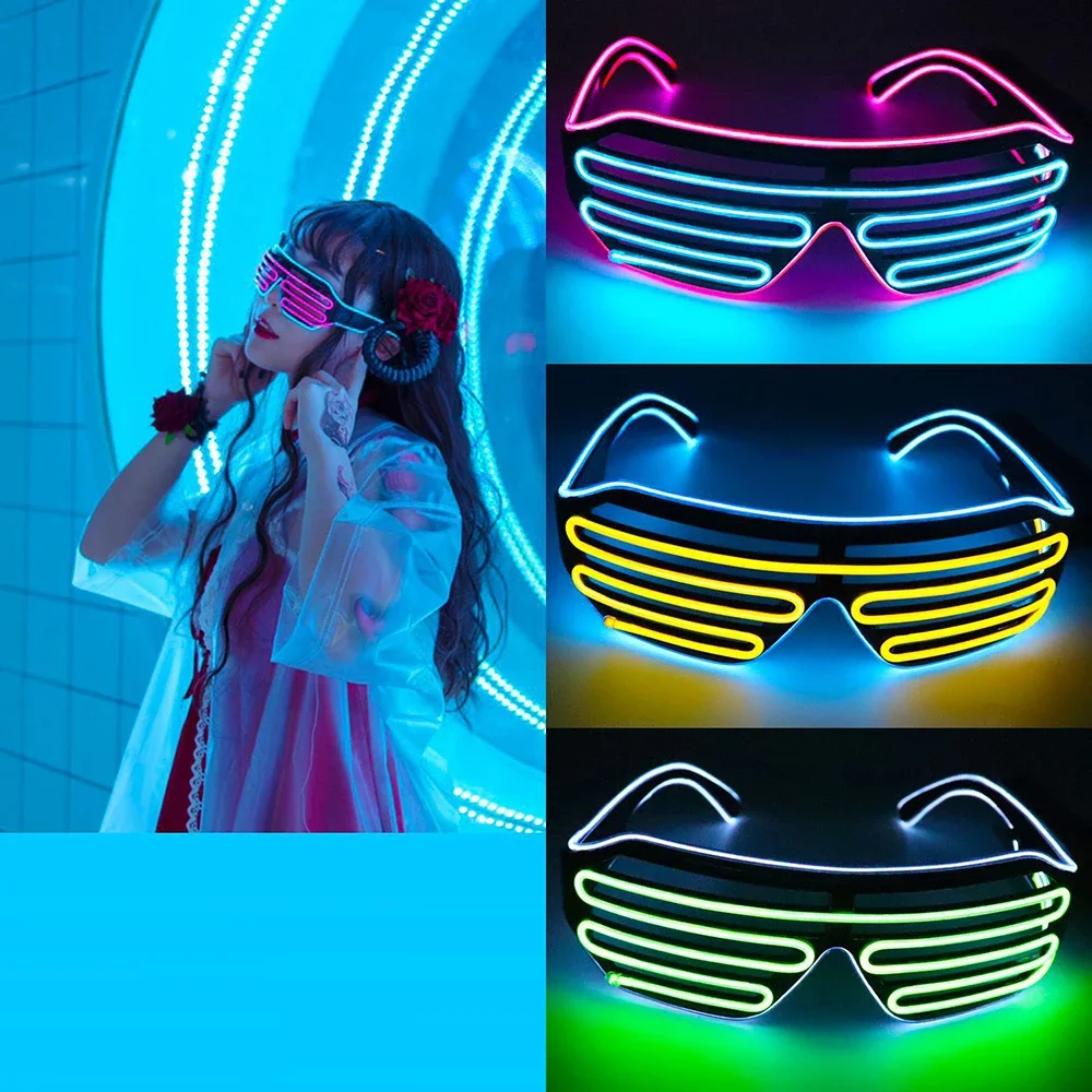 LED Wireless Glow-in-the-dark Glasses Neon Twinkling Sunglasses Suitable for Halloween Christmas Carnival Party glow sunglasses glow glasses