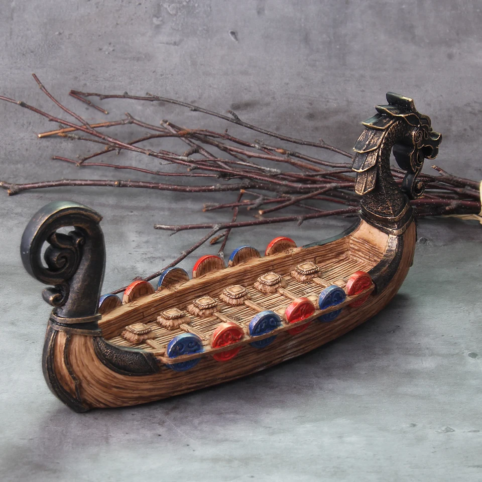 Bruciatore di incenso in resina a forma di Dragon Boat