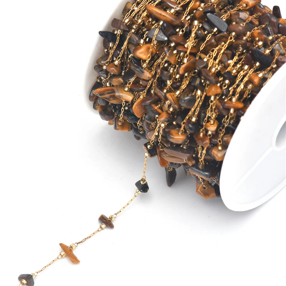 Collare/Catena In Pelle Marrone Scuro Con Perline Firestone - Acciaio Inox E Legno, Unisex, Biker