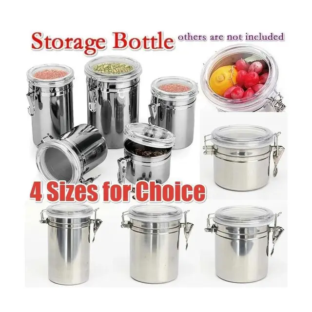 1 Pcs Stainless Steel Household Food Storage Container Storage Bottle Coffee Powder Sugar Container Airtight Can Holder Canister 3