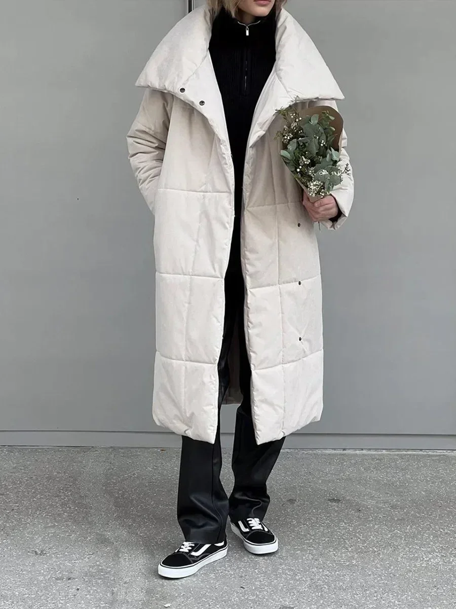 Bornladies Women Loose Quilted Jackets Parkas Winter Coats Oversized Warm Long Belt Puffer Jackets Ladies Cotton Padded Jacket 2