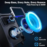 Jyx An20 Karaoke Machine, 10inch (about 25.4cm) Bass Speaker Large Bluetooth Karaoke Speaker with 2 Wireless Microphones, Party Lights, Supports Vocal Cutting, Tws/Bluetooth/Rec/Usb/Tf/Aux - Image 5