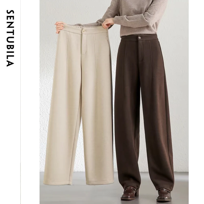 SENTUBILA Wool Blend Pants Women 2024 Winter Straight High