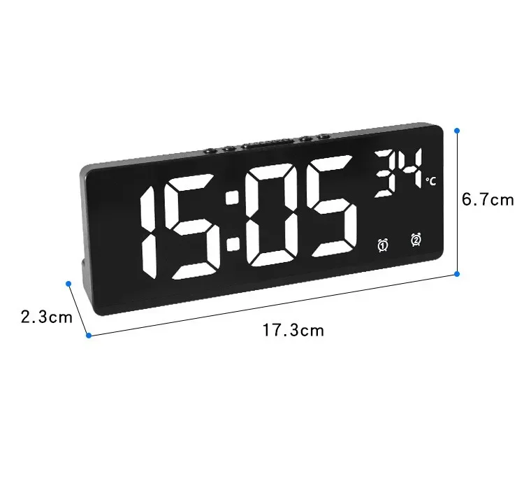 Desktop Clock Snooze Function Voice Controlled Digital Alarm Clock Night Mode Temperature Dual Alarm Clocks Home Decor Garden 6