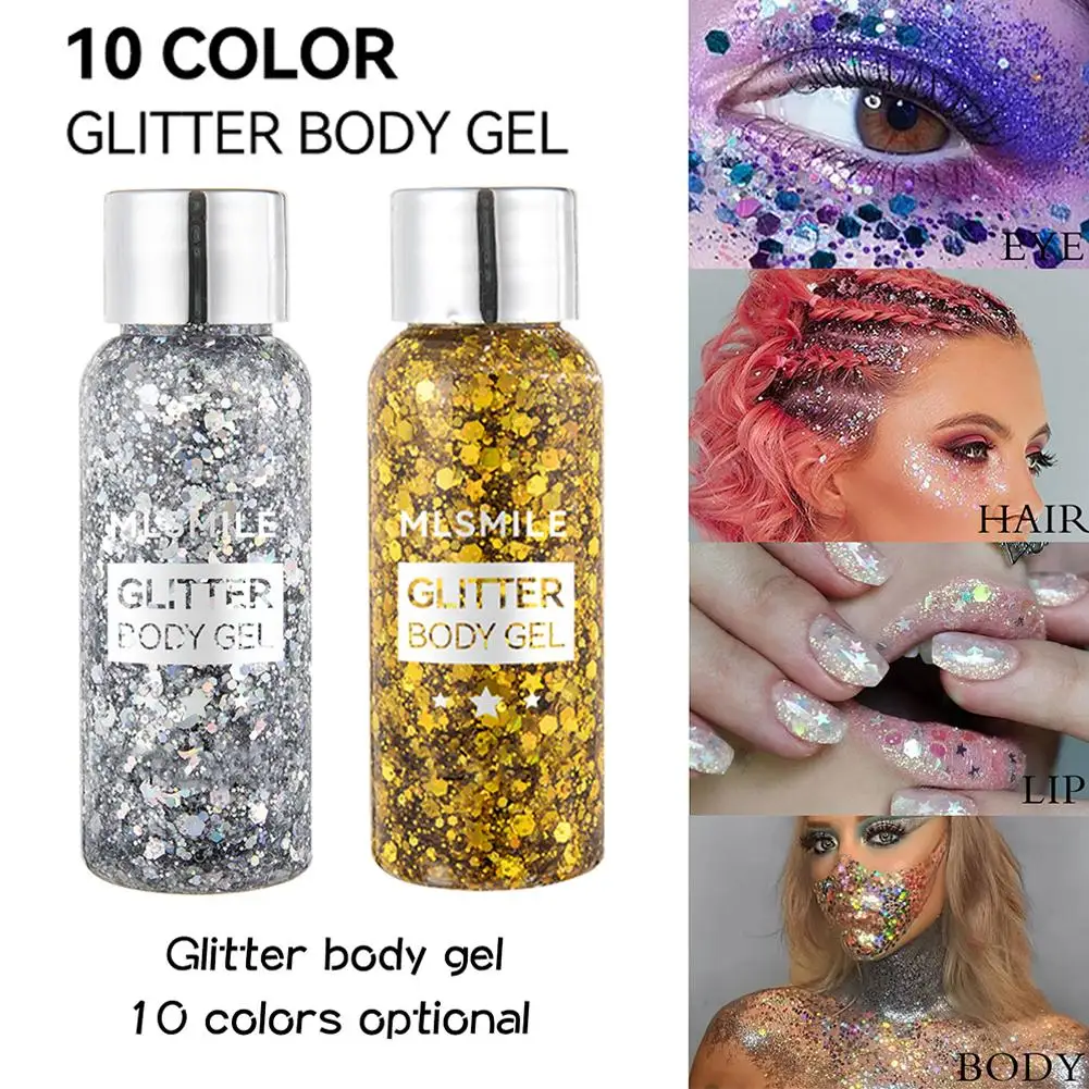 

30ml Gel Glitter For The Body Irregular Sequins Holographic Glitter Multi-use Eyeshadow Shimmer Flake Festival Face Body De Y6U7