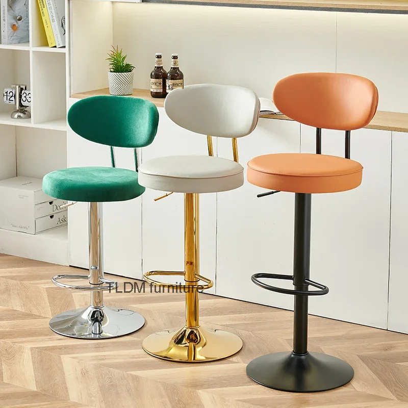 

White Luxury Bar Stool Nordic High Quality Minimalist Back Party Chairs Adjustable Height Cushion Taburetes De Bar Furniture