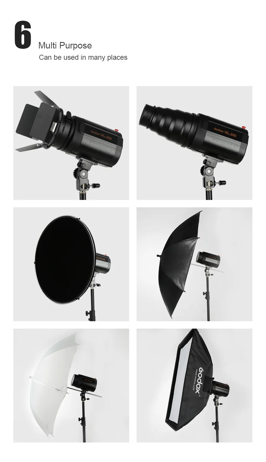 Godox 200W Mini Studio Flash Monolight Photography Photo Studio Strobe Flash Lig